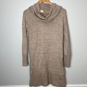 Anthropologie Tan Cowl Neck Sweater Dress Small